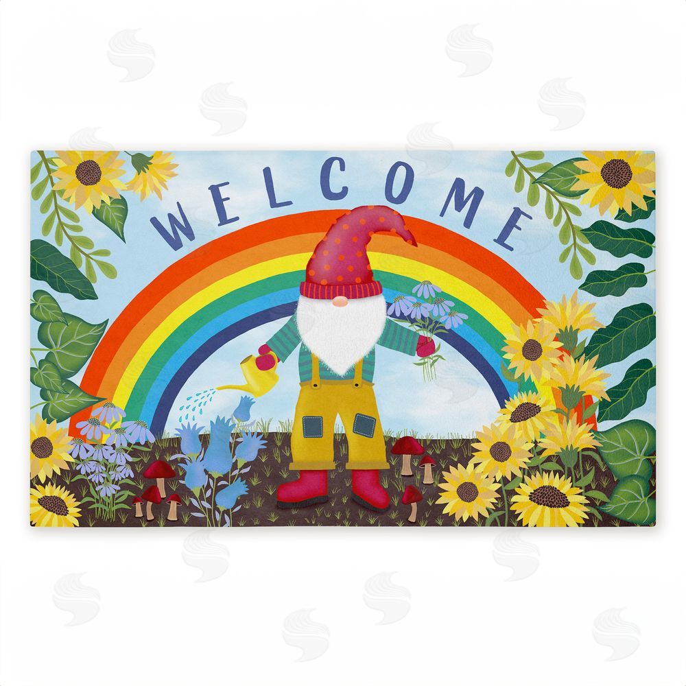 Darlene Seale Welcome Rainbow Gnome Unwoven Outdoor Door Mat