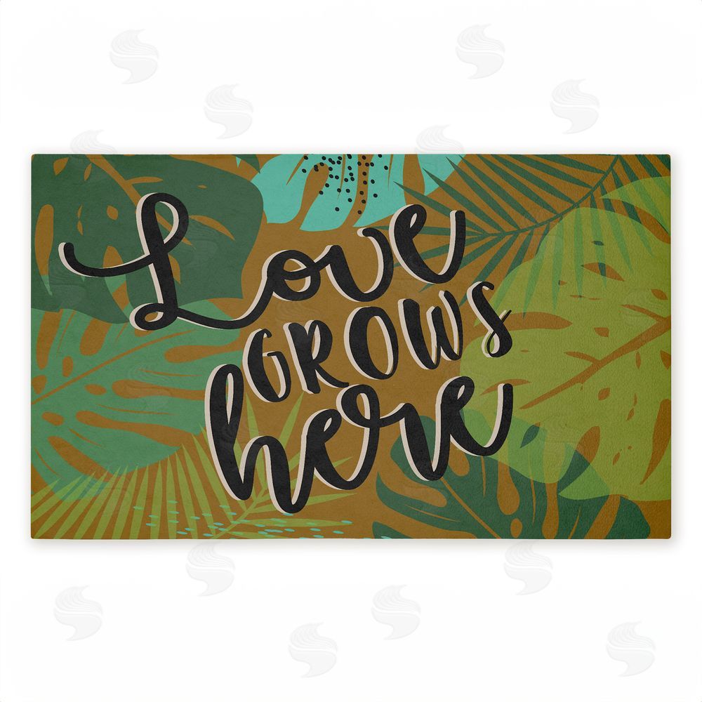 Angela Nickeas Love Grows Here Leaves Unwoven Outdoor Door Mat