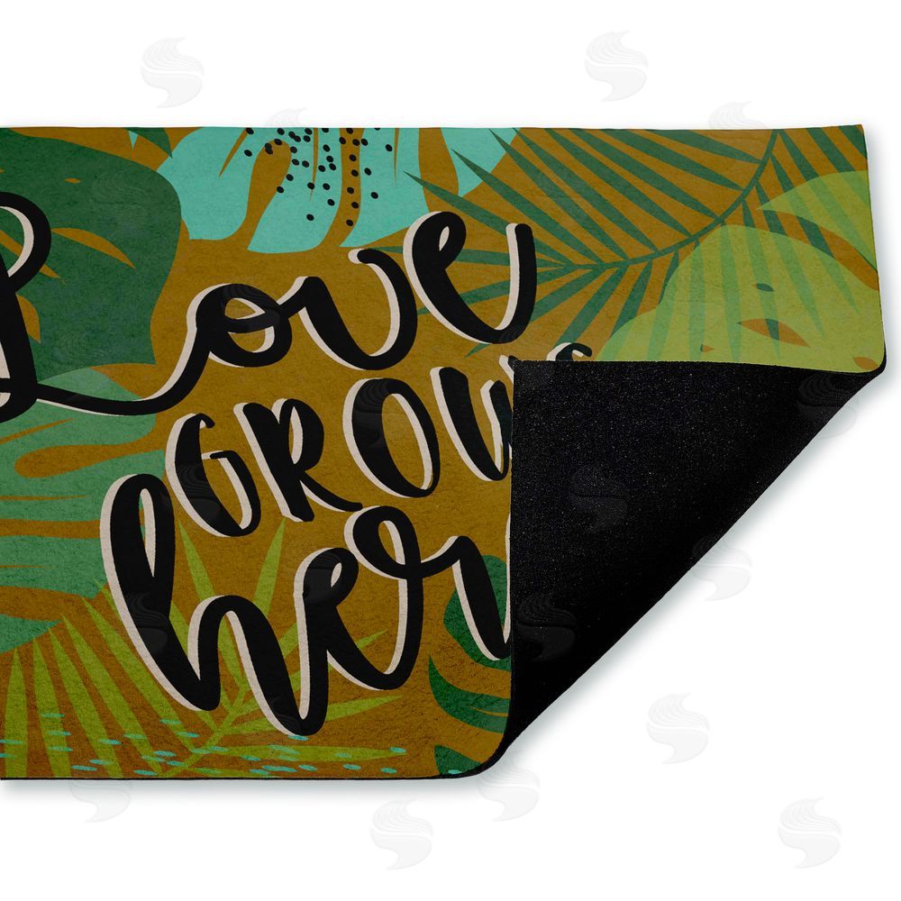 Angela Nickeas Love Grows Here Leaves Unwoven Outdoor Door Mat