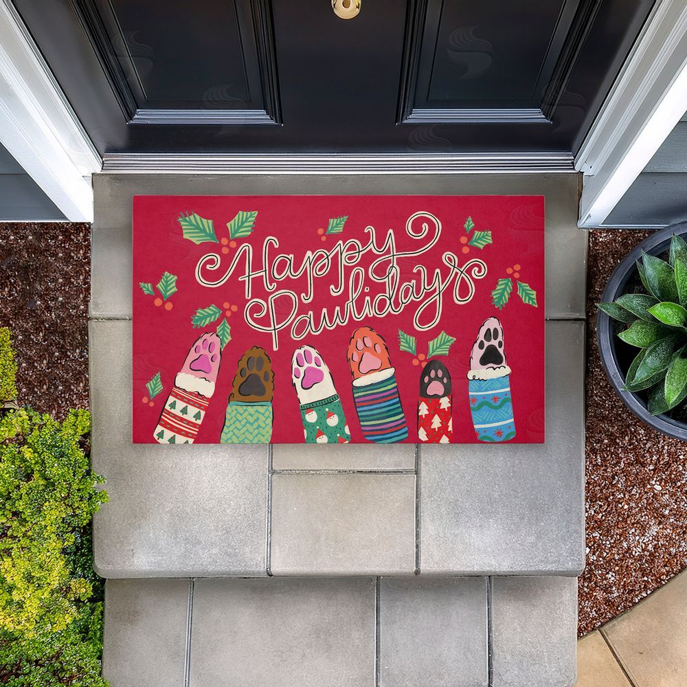 Deborah Curiel Happy Pawlidays Animal Paws Unwoven Outdoor Door Mat