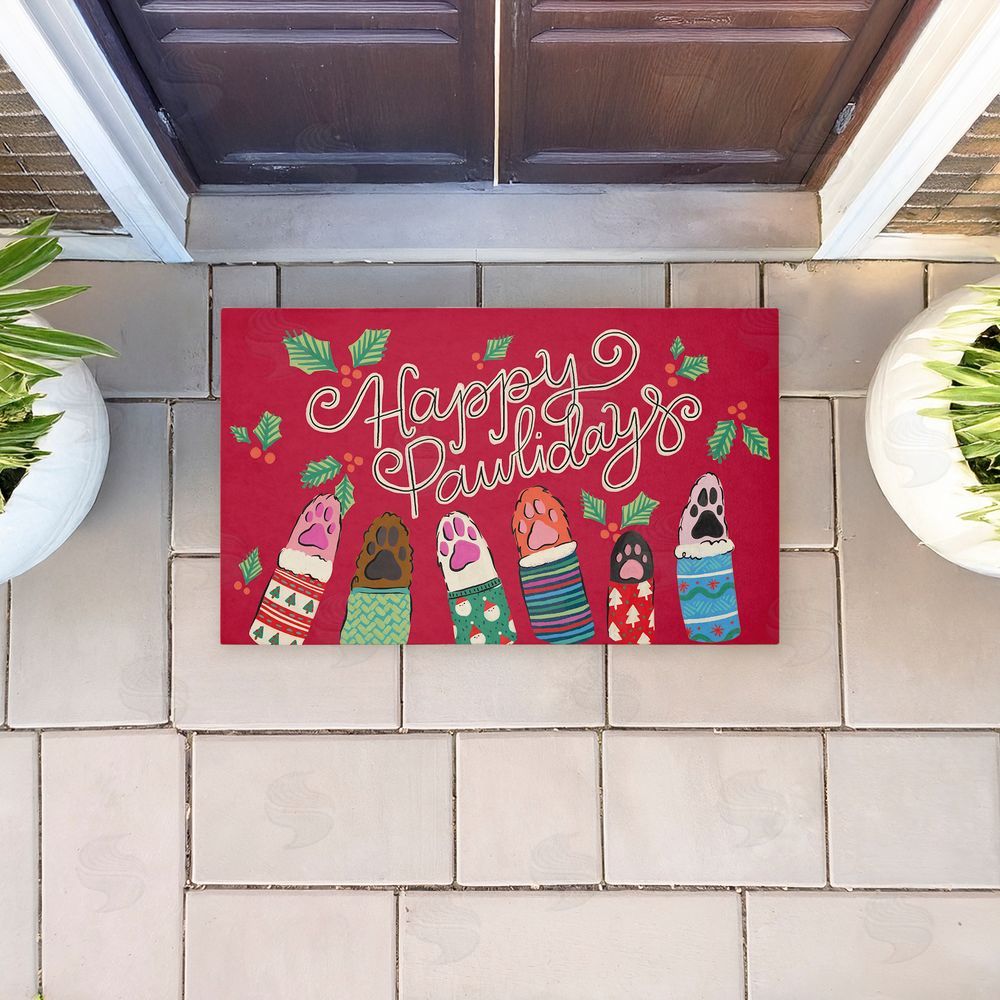 Deborah Curiel Happy Pawlidays Animal Paws Unwoven Outdoor Door Mat