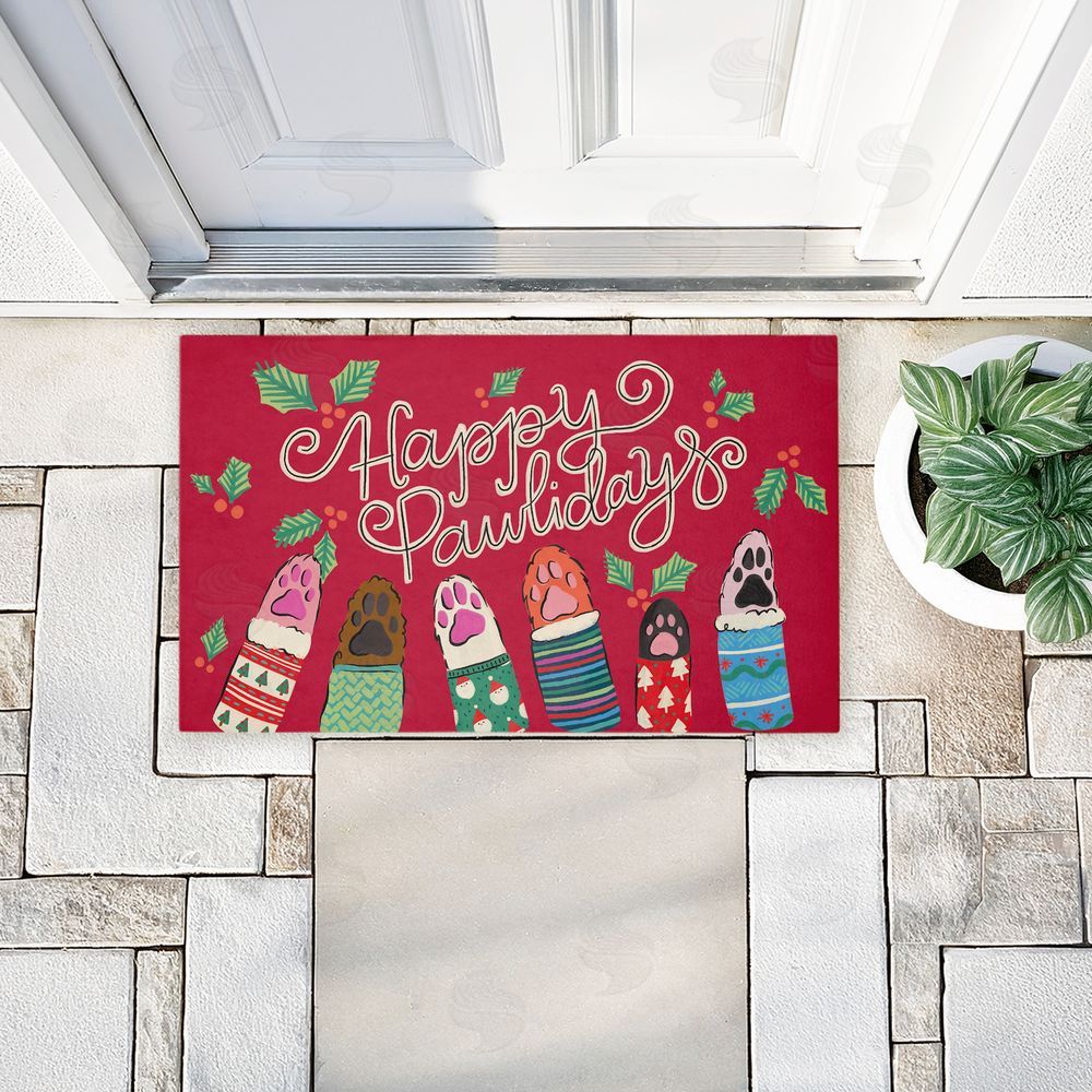 Deborah Curiel Happy Pawlidays Animal Paws Unwoven Outdoor Door Mat