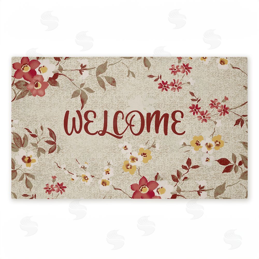 Andrea Jasid Grassi Welcome with Fall Blossoms Unwoven Outdoor Door Mat