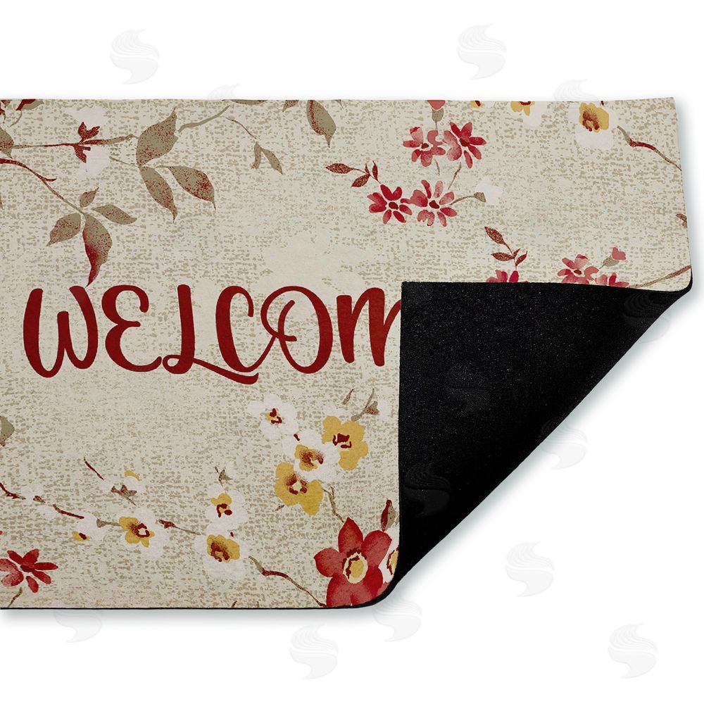 Andrea Jasid Grassi Welcome with Fall Blossoms Unwoven Outdoor Door Mat