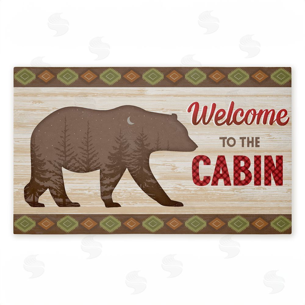 Arrolynn Weiderhold Cabin Welcome with Rustic Bear Unwoven Outdoor Door Mat