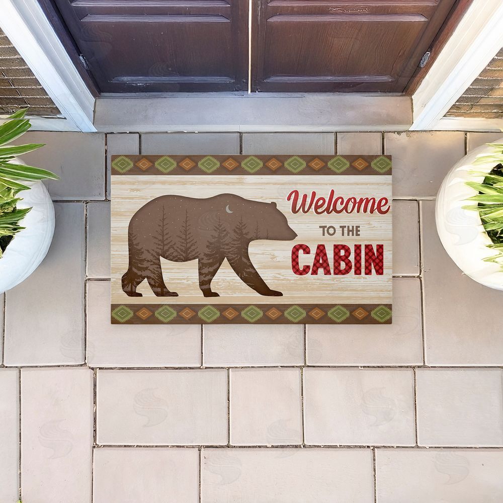 Arrolynn Weiderhold Cabin Welcome with Rustic Bear Unwoven Outdoor Door Mat