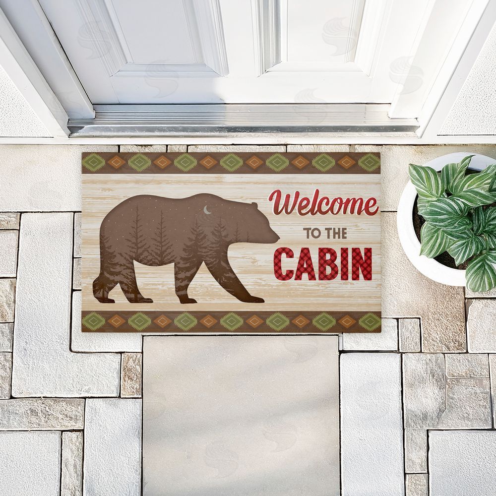 Arrolynn Weiderhold Cabin Welcome with Rustic Bear Unwoven Outdoor Door Mat