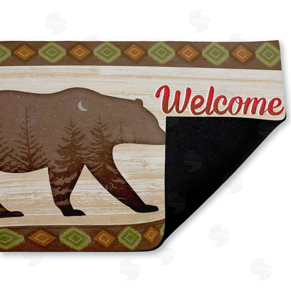 Arrolynn Weiderhold Cabin Welcome with Rustic Bear Unwoven Outdoor Door Mat