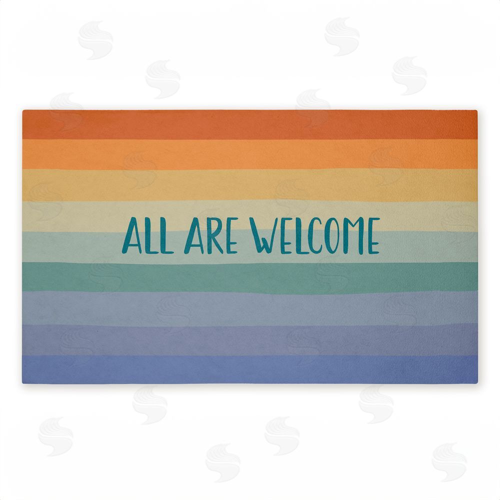 Darlene Seale All Are Welcome Inclusive Rainbow Unwoven Outdoor Door Mat