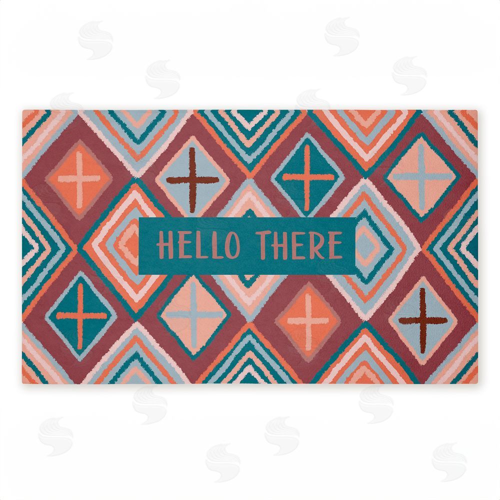 Darlene Seale Hello There on Geometric Unwoven Outdoor Door Mat