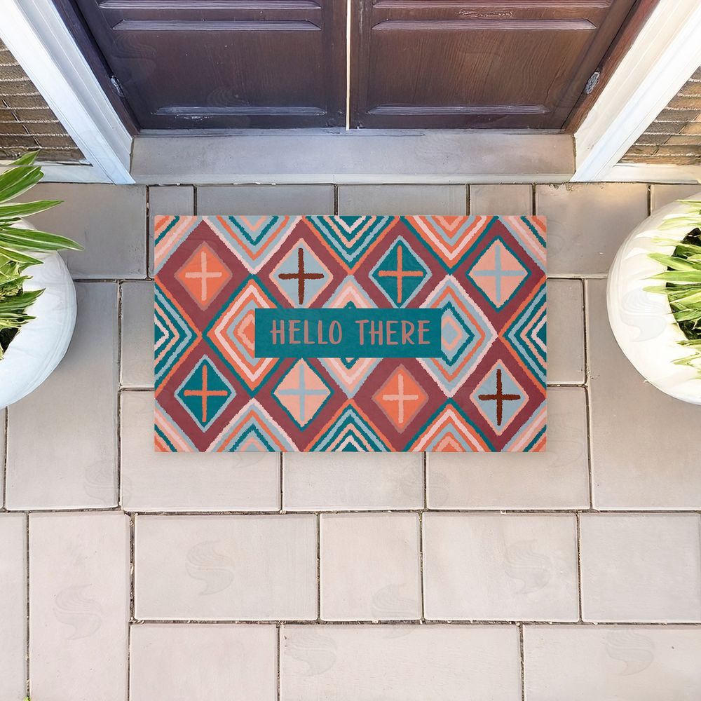 Darlene Seale Hello There on Geometric Unwoven Outdoor Door Mat