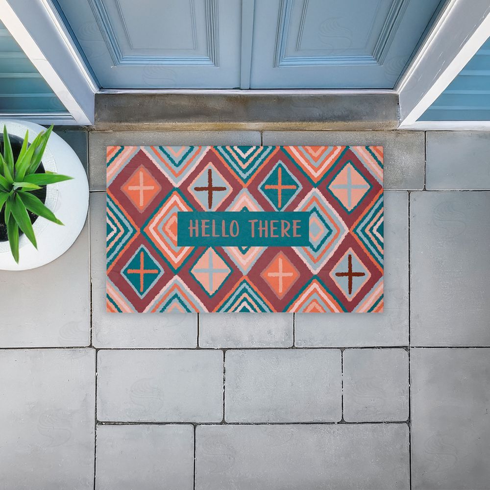 Darlene Seale Hello There on Geometric Unwoven Outdoor Door Mat