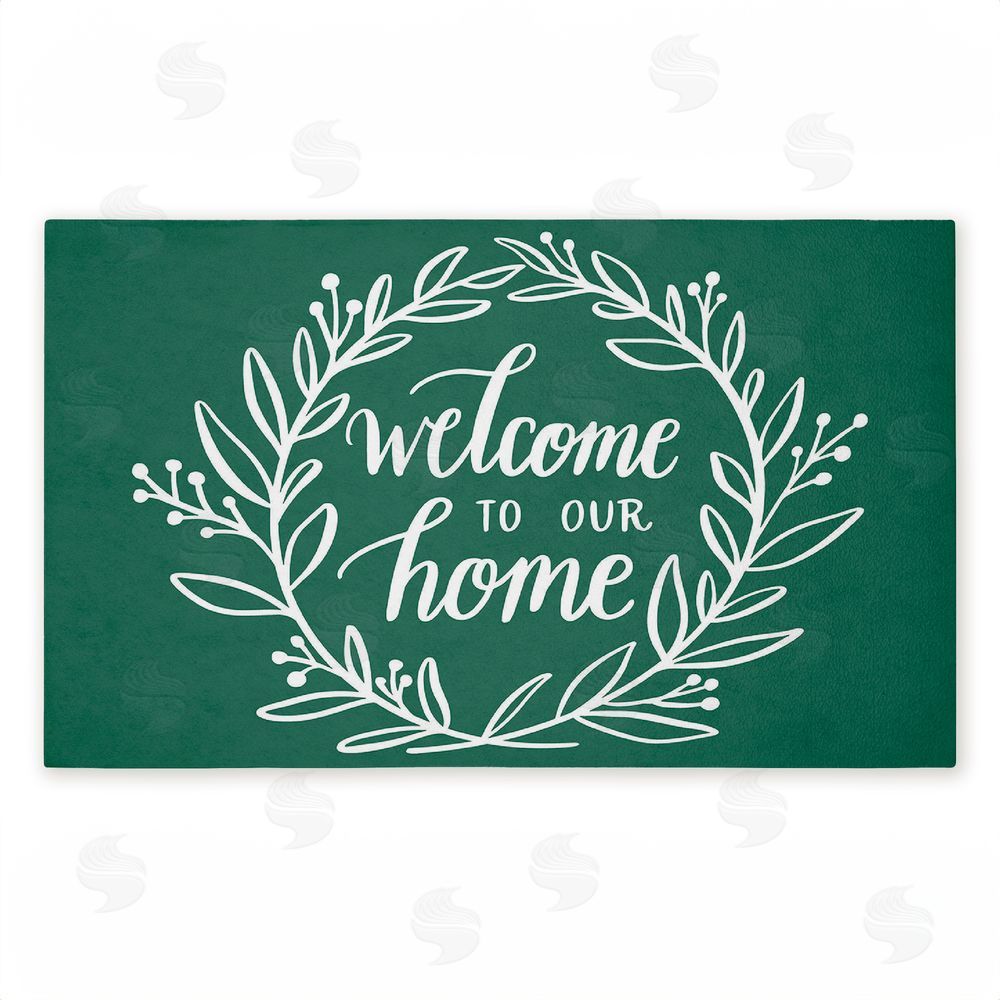 Amanda McGee Farmhouse Welcome on Green Unwoven Outdoor Door Mat