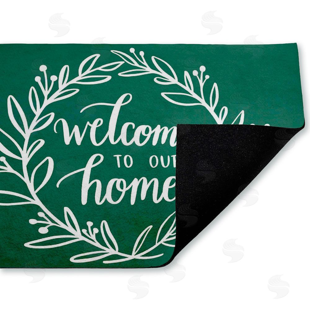 Amanda McGee Farmhouse Welcome on Green Unwoven Outdoor Door Mat