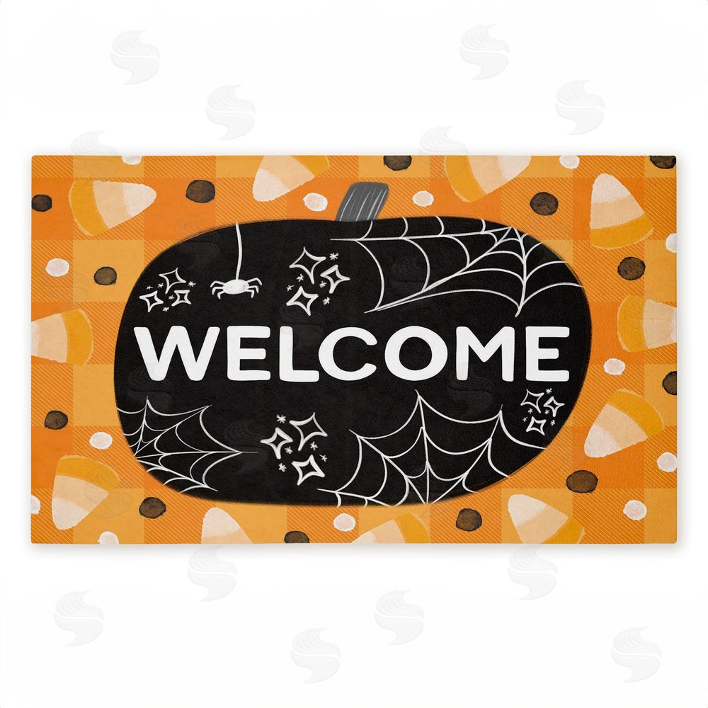 Emily Cromwell Welcome Pumpkin Candy Corn Unwoven Outdoor Door Mat