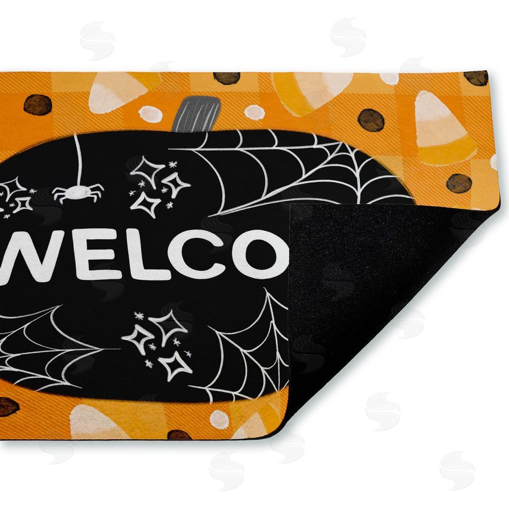 Emily Cromwell Welcome Pumpkin Candy Corn Unwoven Outdoor Door Mat