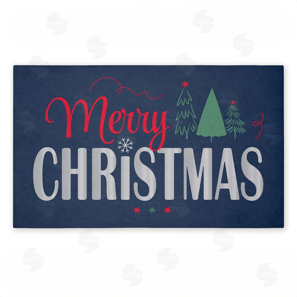 Andrea Jasid Grassi Merry Christmas on Navy Unwoven Outdoor Door Mat