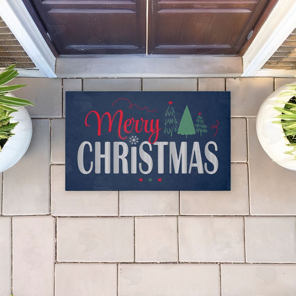 Andrea Jasid Grassi Merry Christmas on Navy Unwoven Outdoor Door Mat