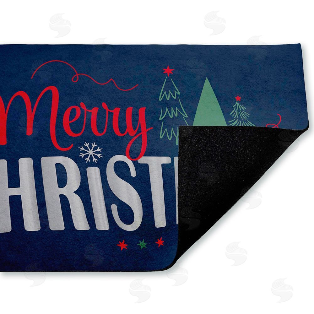 Andrea Jasid Grassi Merry Christmas on Navy Unwoven Outdoor Door Mat