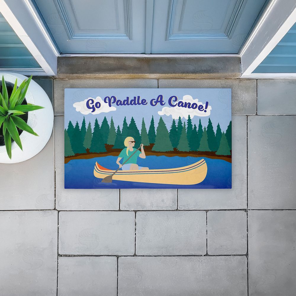 Darlene Seale Paddle A Canoe Landscape Unwoven Outdoor Door Mat
