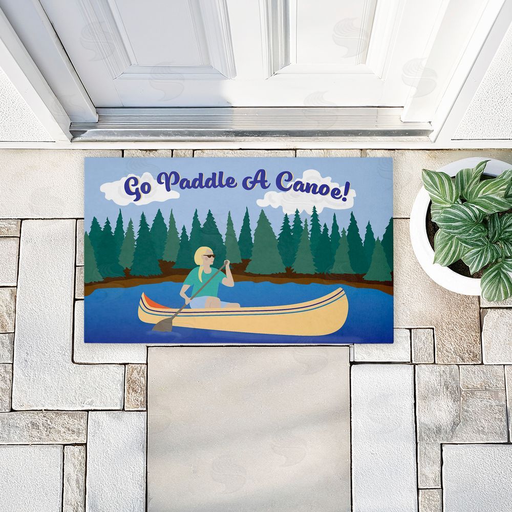 Darlene Seale Paddle A Canoe Landscape Unwoven Outdoor Door Mat