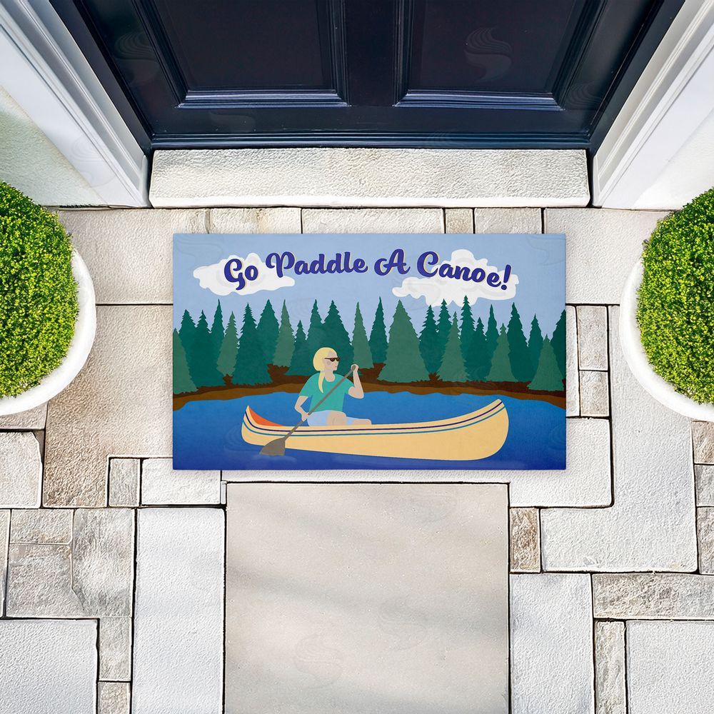 Darlene Seale Paddle A Canoe Landscape Unwoven Outdoor Door Mat