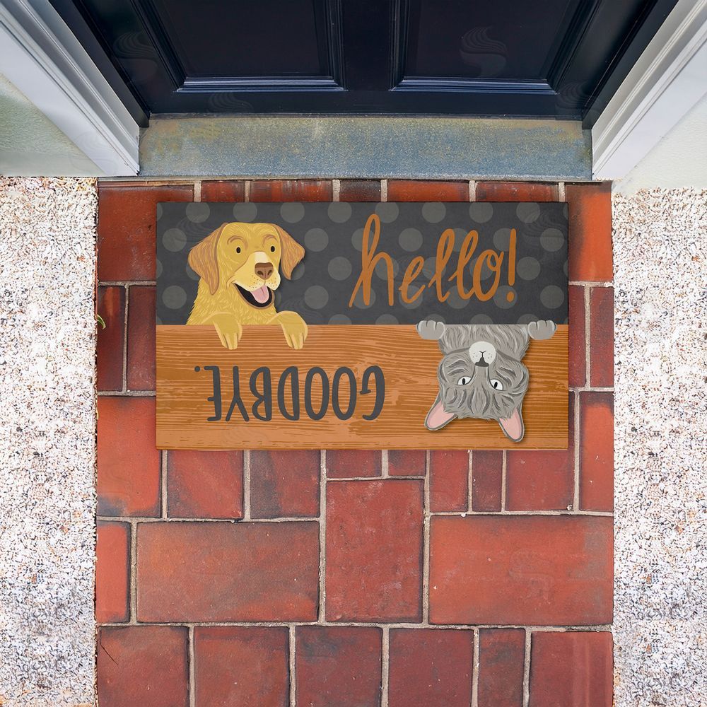 Arrolynn Weiderhold Hello Goodbye Dog & Cat Unwoven Outdoor Door Mat