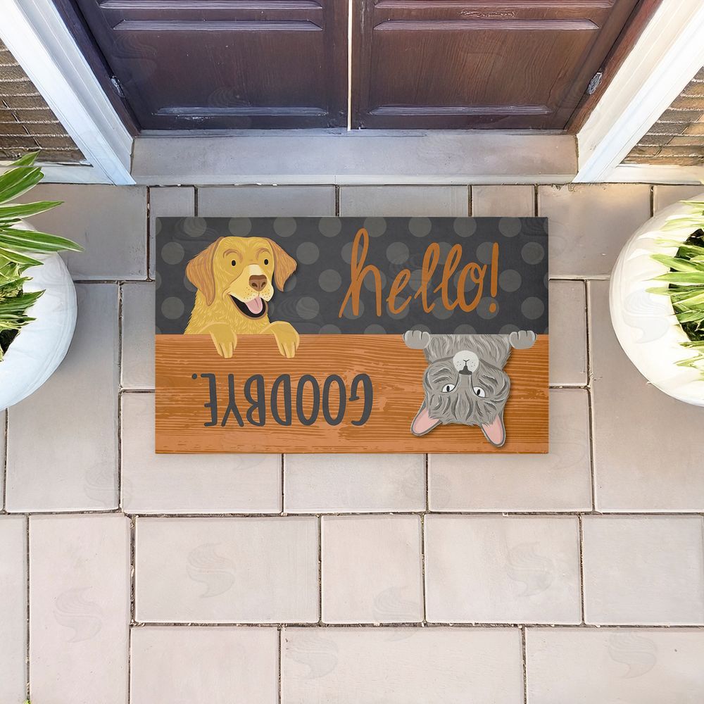 Arrolynn Weiderhold Hello Goodbye Dog & Cat Unwoven Outdoor Door Mat