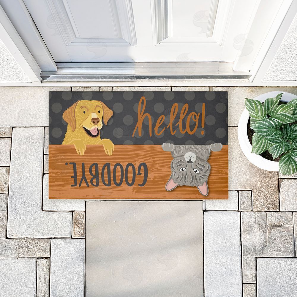 Arrolynn Weiderhold Hello Goodbye Dog & Cat Unwoven Outdoor Door Mat