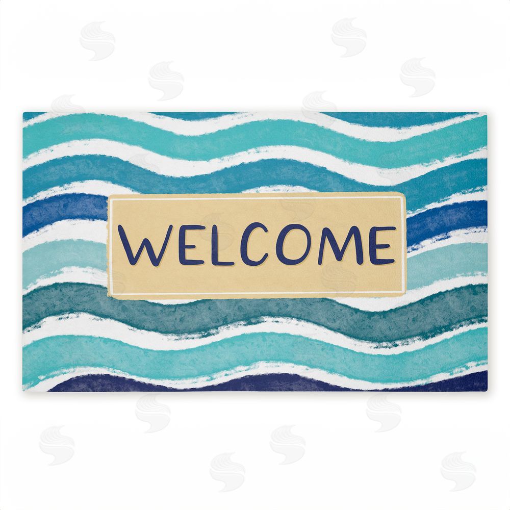 Emily Cromwell Coastal Waves Welcome Unwoven Outdoor Door Mat