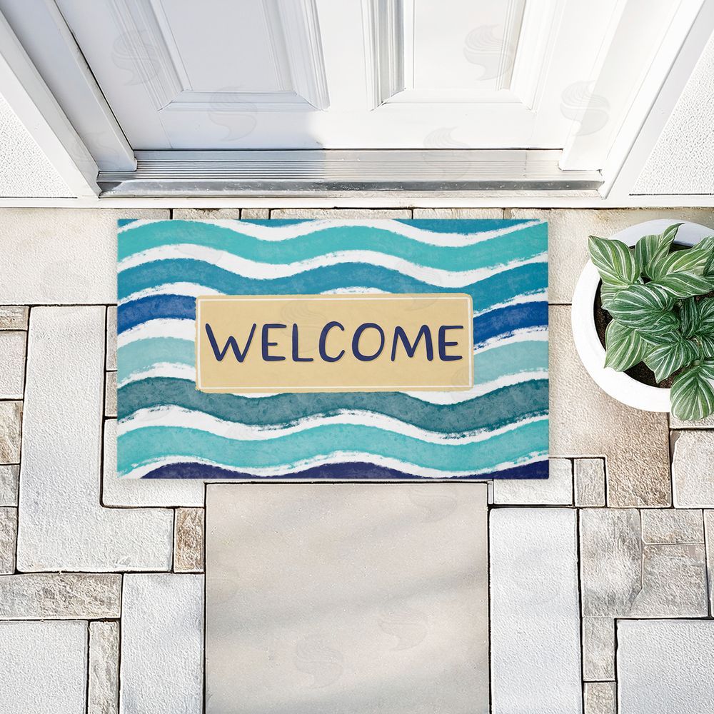 Emily Cromwell Coastal Waves Welcome Unwoven Outdoor Door Mat