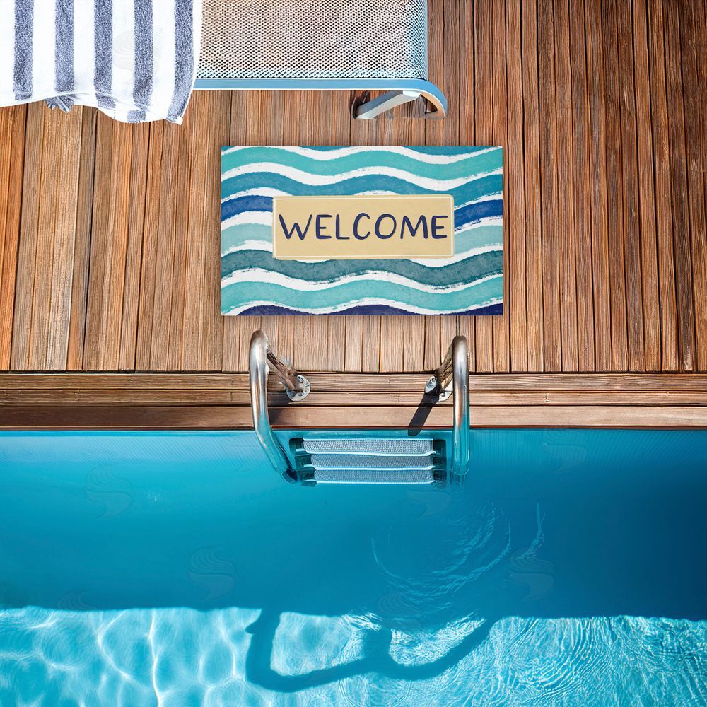 Emily Cromwell Coastal Waves Welcome Unwoven Outdoor Door Mat