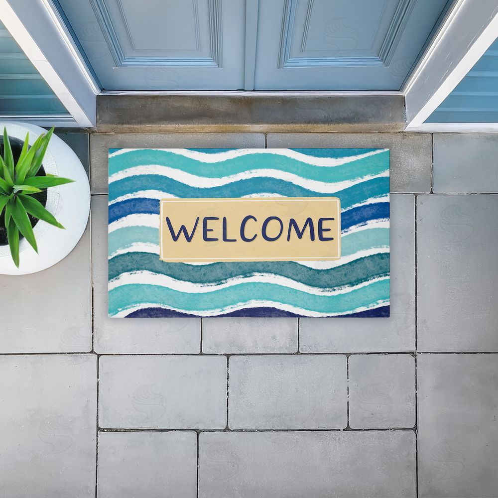 Emily Cromwell Coastal Waves Welcome Unwoven Outdoor Door Mat