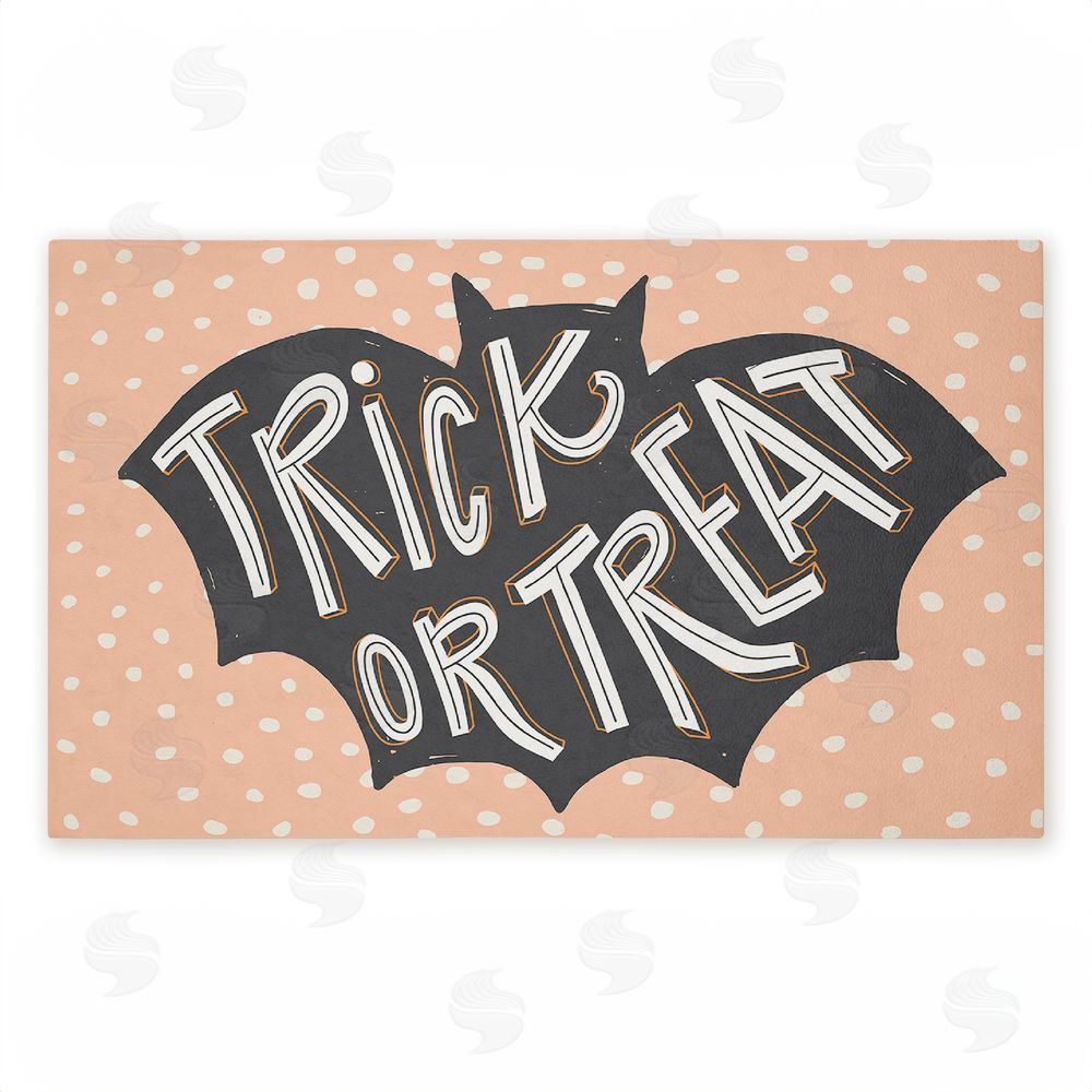 Caroline Alfreds Trick Or Treat Polka Dot Bat Unwoven Outdoor Door Mat