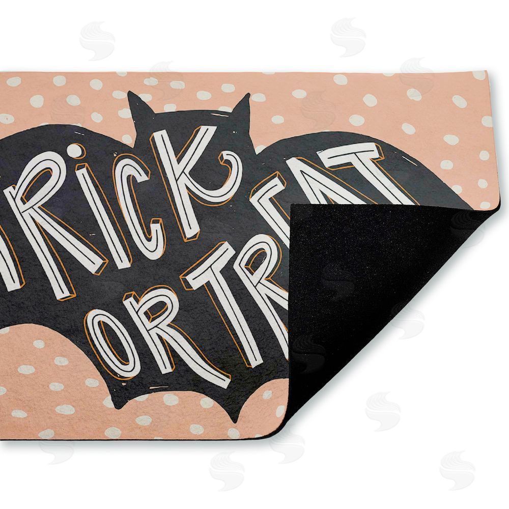 Caroline Alfreds Trick Or Treat Polka Dot Bat Unwoven Outdoor Door Mat
