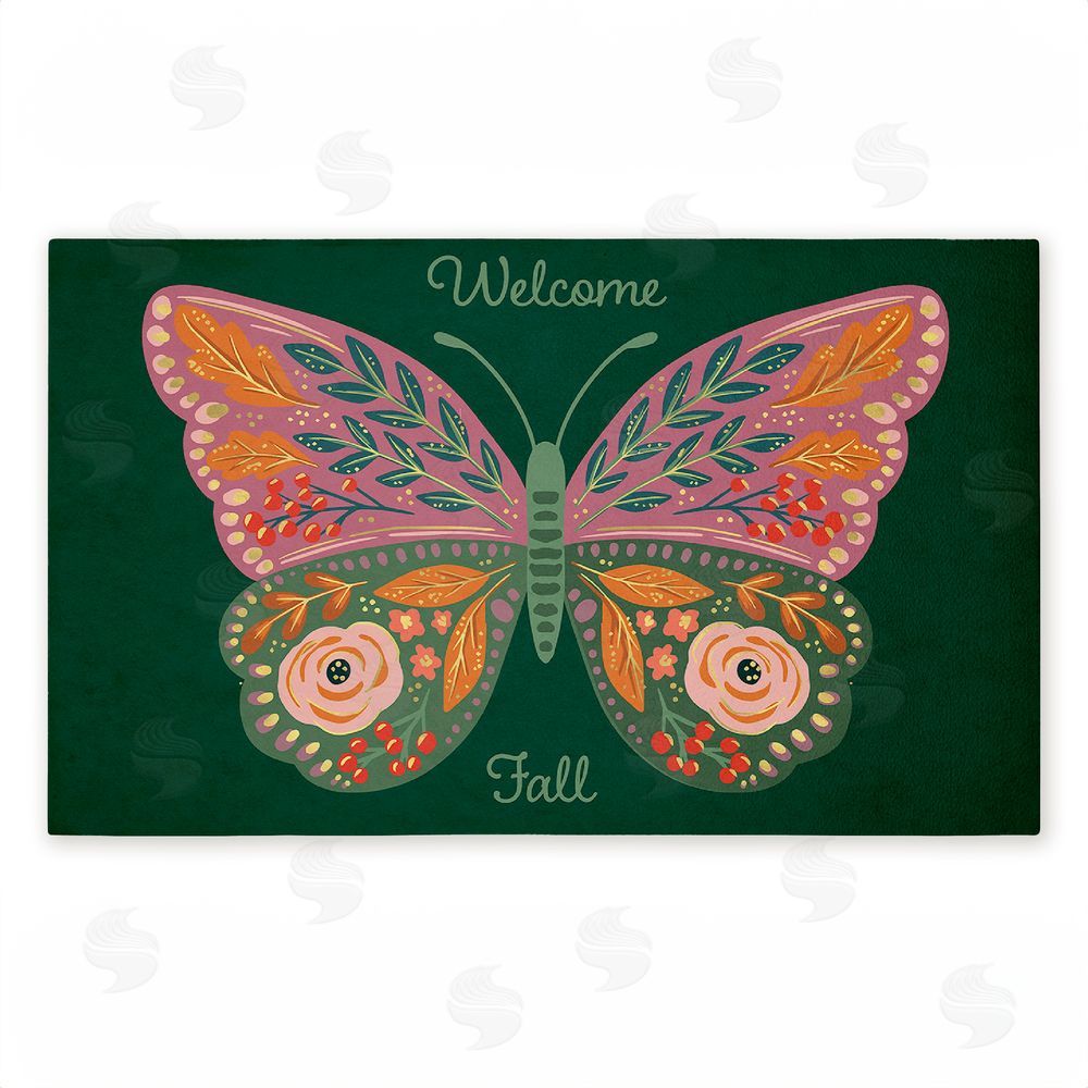 Caroline Alfreds Fall Patterned Butterfly Unwoven Outdoor Door Mat