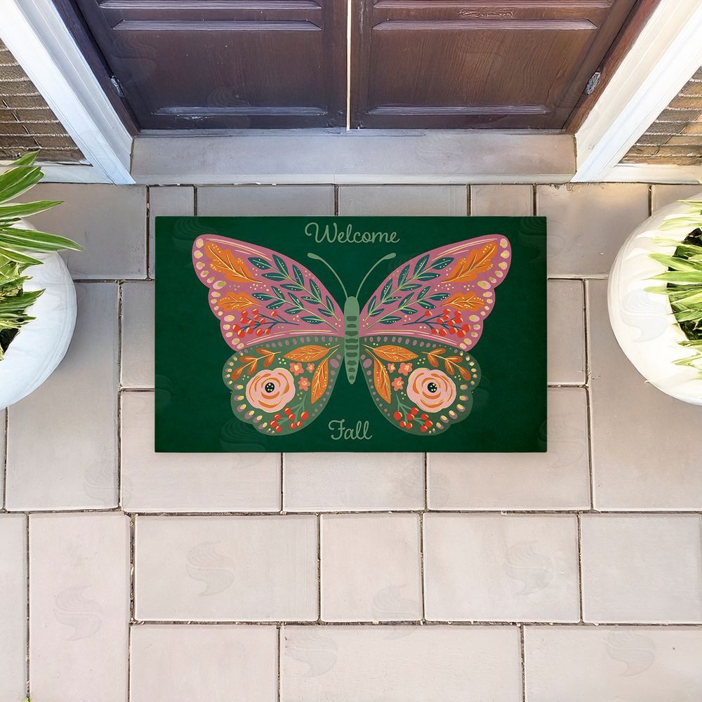 Caroline Alfreds Fall Patterned Butterfly Unwoven Outdoor Door Mat