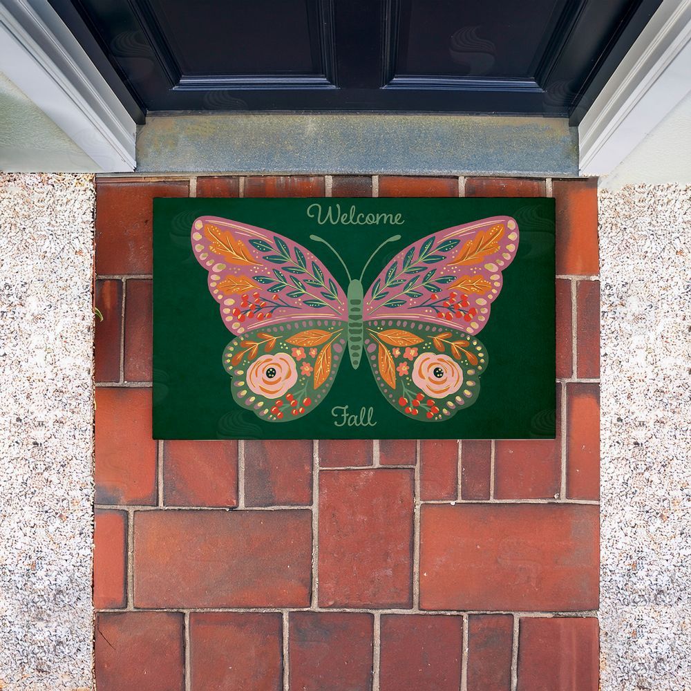 Caroline Alfreds Fall Patterned Butterfly Unwoven Outdoor Door Mat