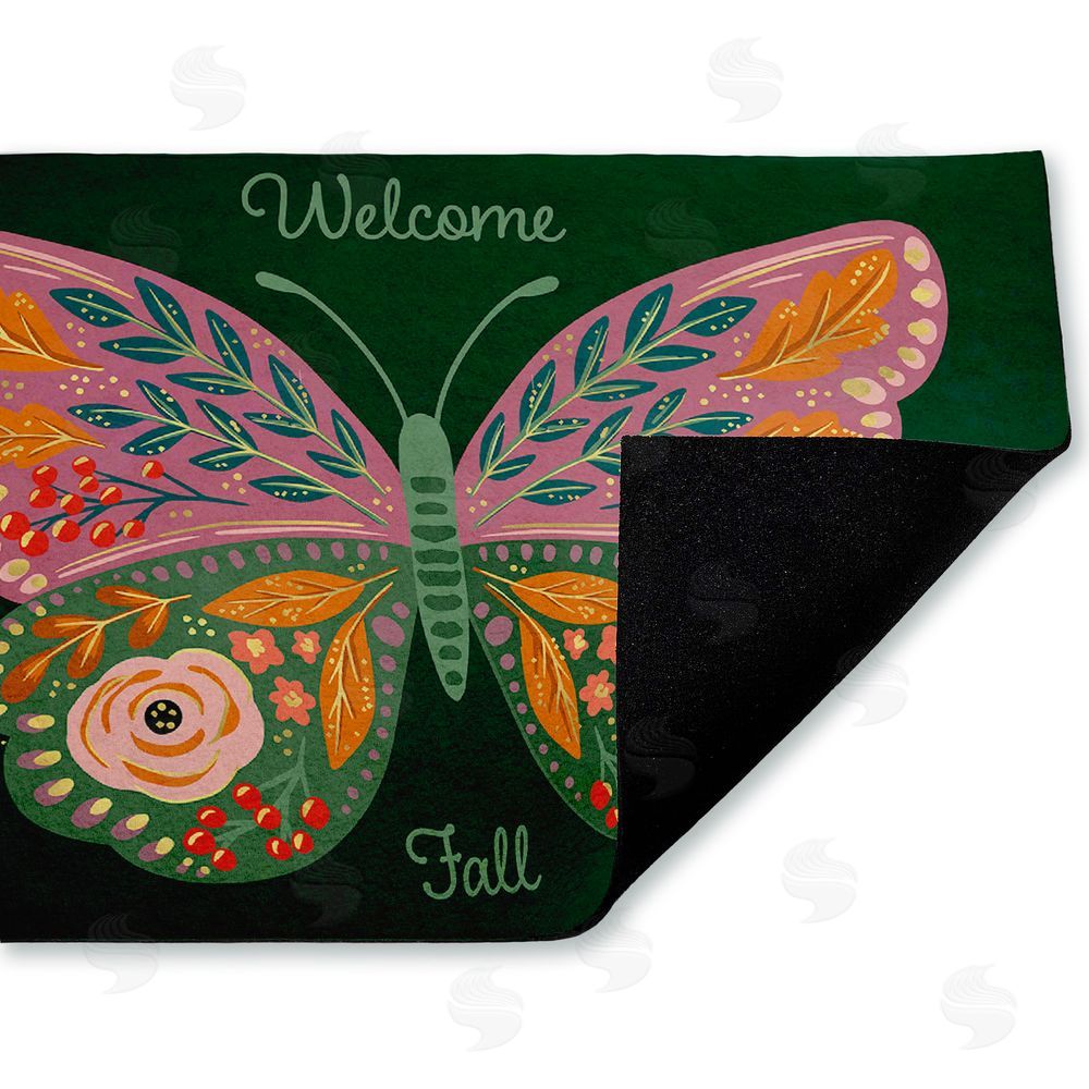 Caroline Alfreds Fall Patterned Butterfly Unwoven Outdoor Door Mat