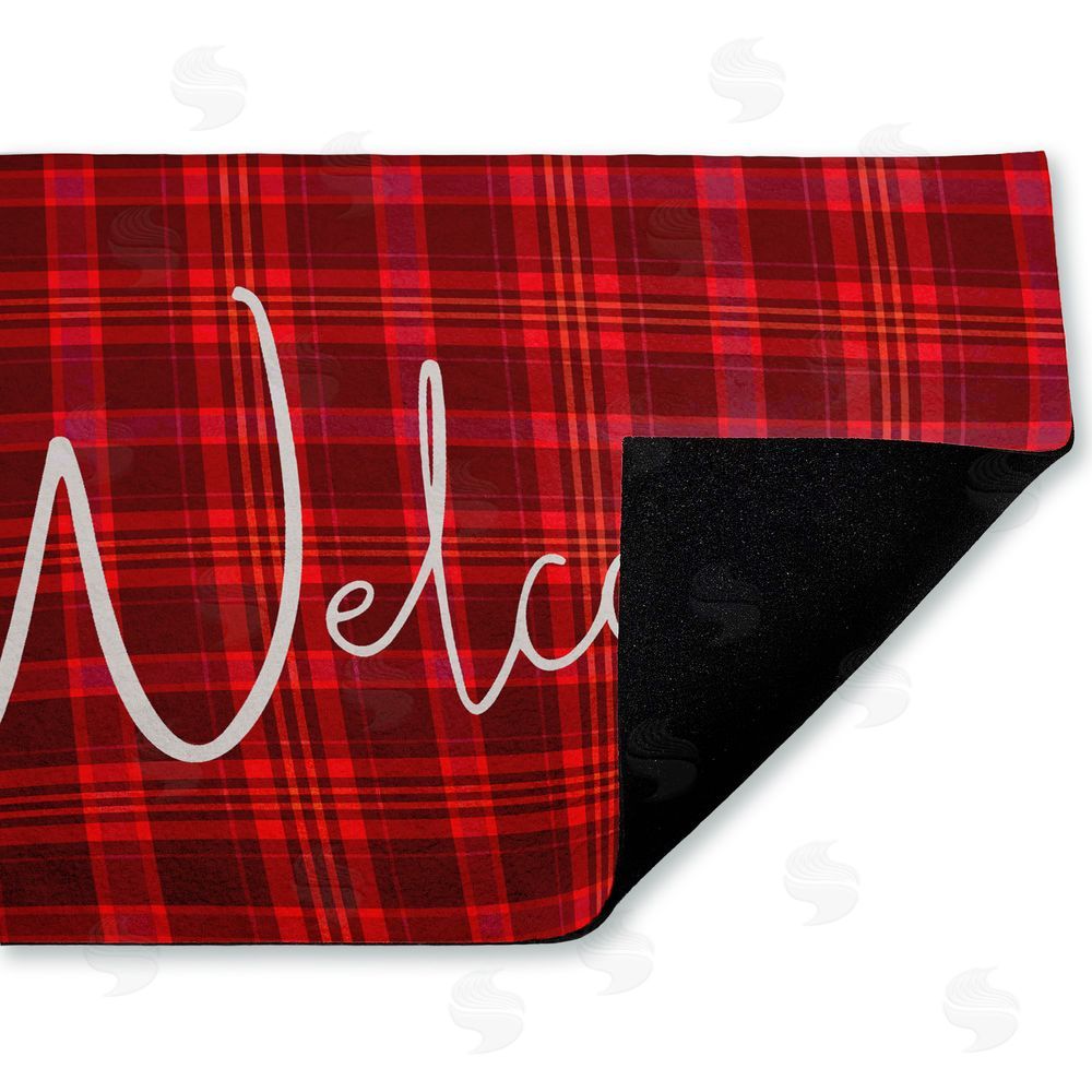 Jean Kelly Red Tartan Greeting Unwoven Outdoor Door Mat