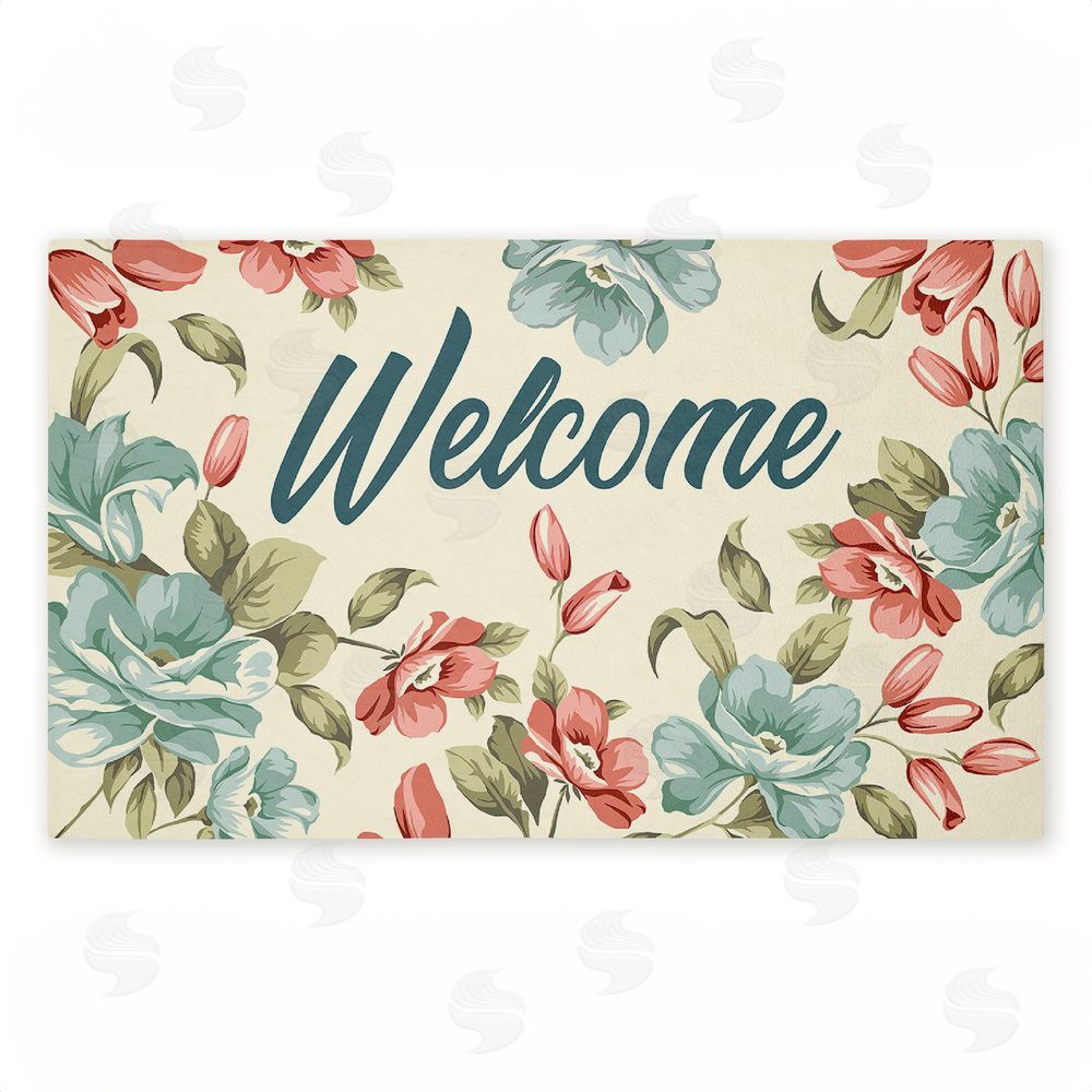 Andrea Jasid Grassi Bright Florals Welcome Unwoven Outdoor Door Mat
