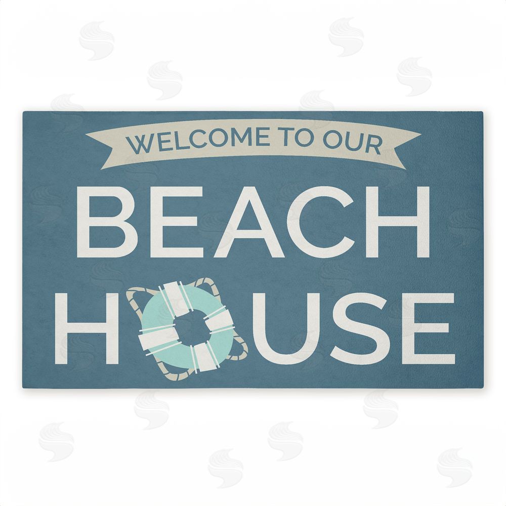 Dana Saulnier Beach House with Life Ring Unwoven Outdoor Door Mat