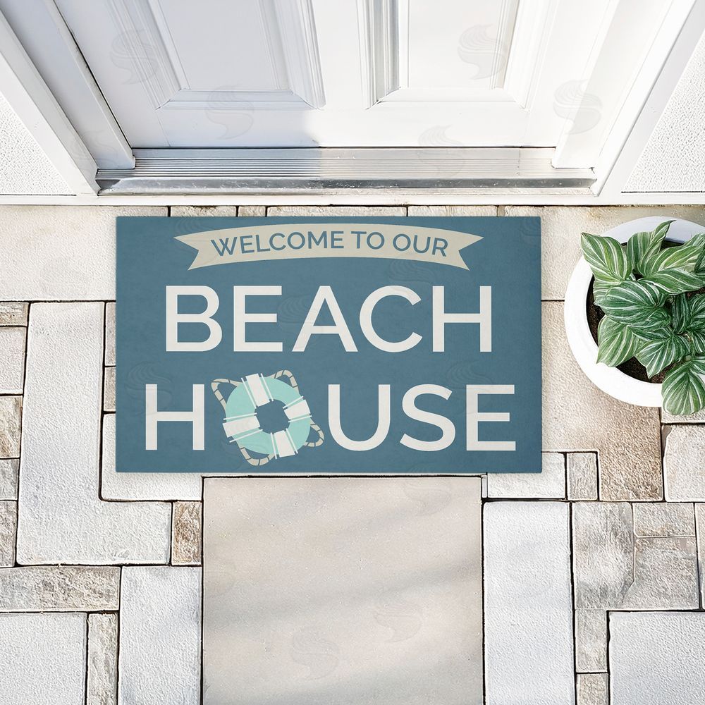 Dana Saulnier Beach House with Life Ring Unwoven Outdoor Door Mat