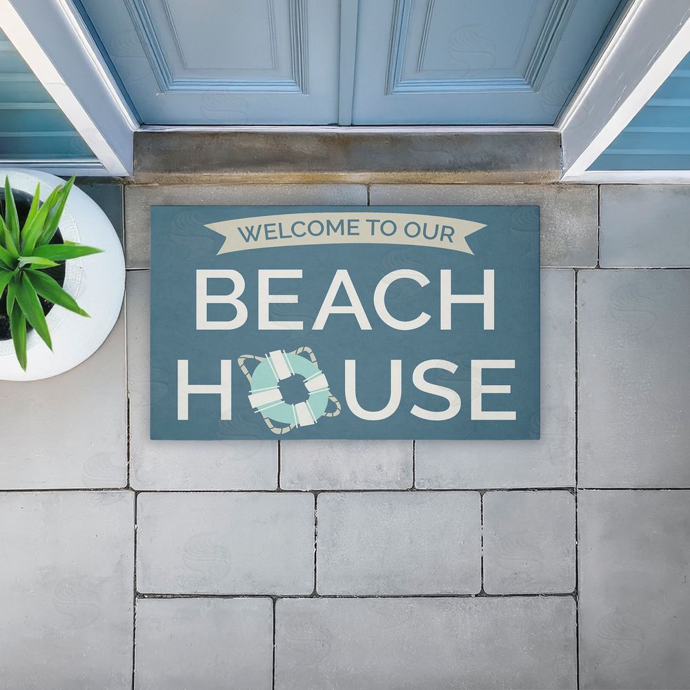 Dana Saulnier Beach House with Life Ring Unwoven Outdoor Door Mat