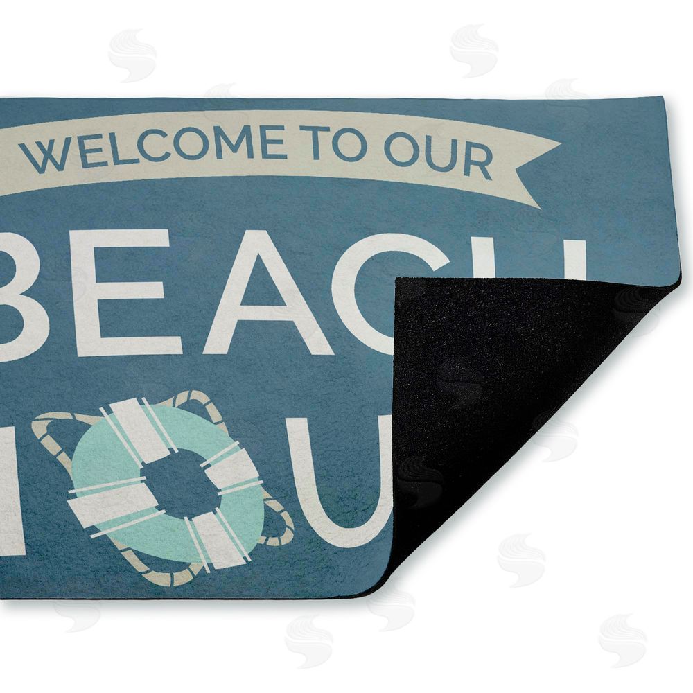 Dana Saulnier Beach House with Life Ring Unwoven Outdoor Door Mat