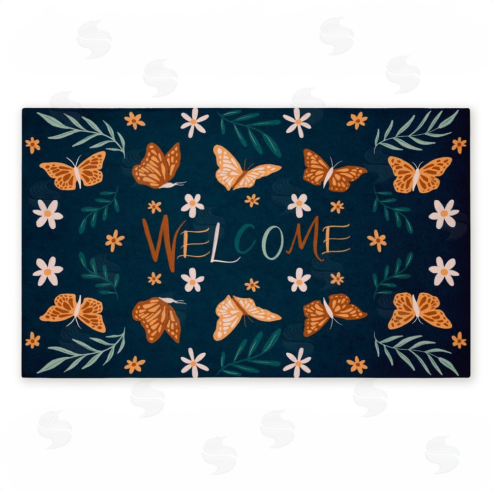 Amanda Houston Welcome Butterflies & Botanicals Unwoven Outdoor Door Mat
