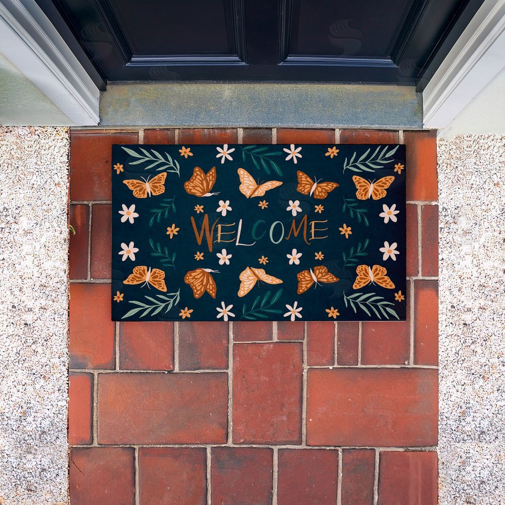 Amanda Houston Welcome Butterflies & Botanicals Unwoven Outdoor Door Mat