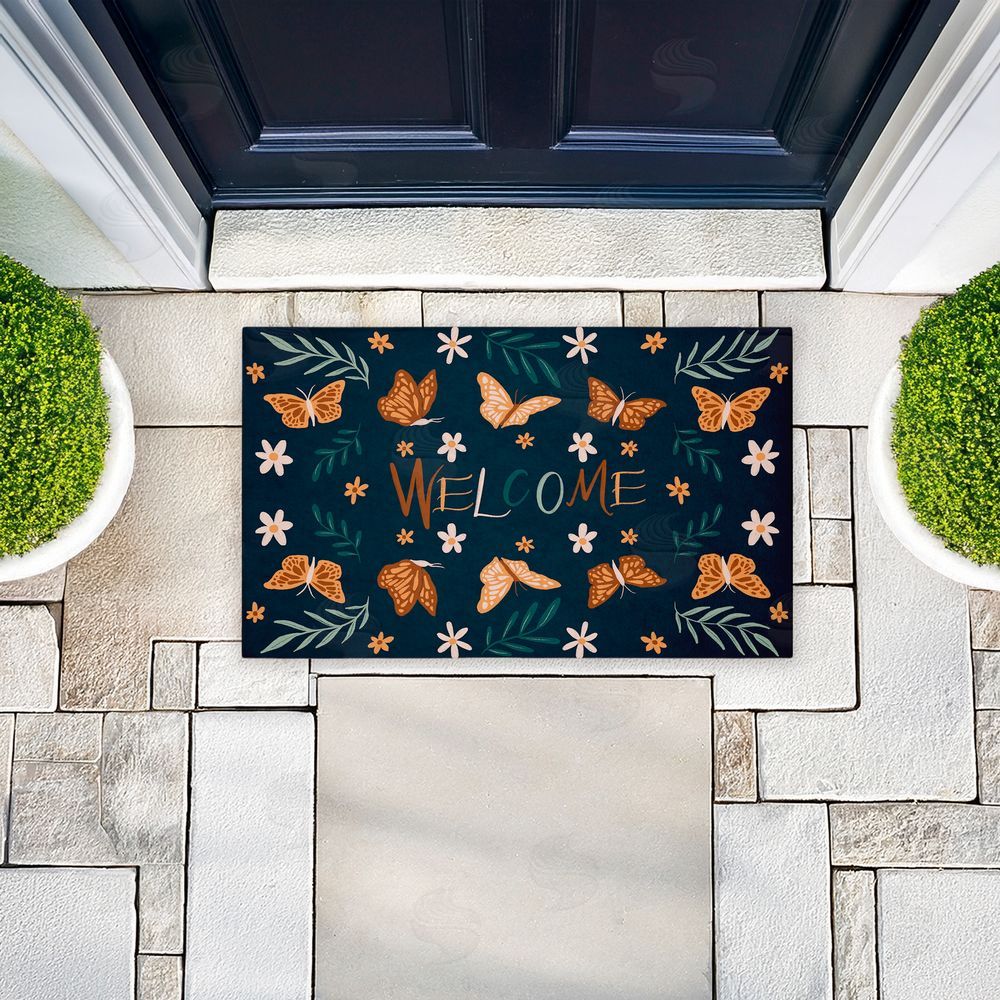 Amanda Houston Welcome Butterflies & Botanicals Unwoven Outdoor Door Mat