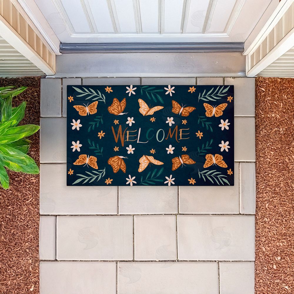 Amanda Houston Welcome Butterflies & Botanicals Unwoven Outdoor Door Mat