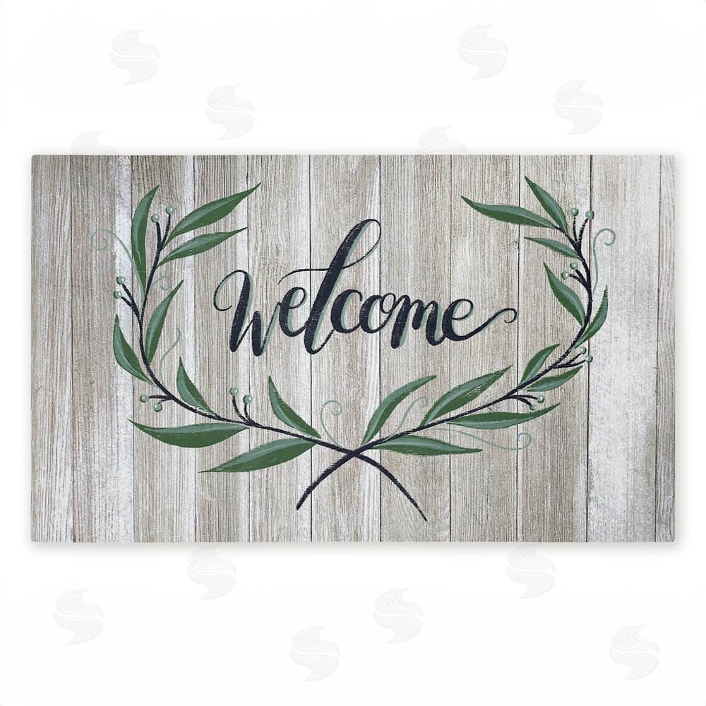 Amanda McGee Welcome over Rustic Shiplap Unwoven Outdoor Door Mat